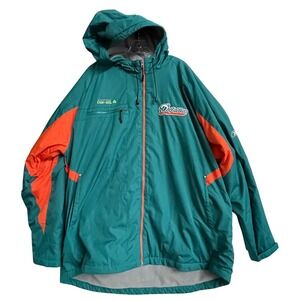 Vintage Reebok NFL Miami Dolphins Jacket XL‎ System Control Hooded Windbreaker